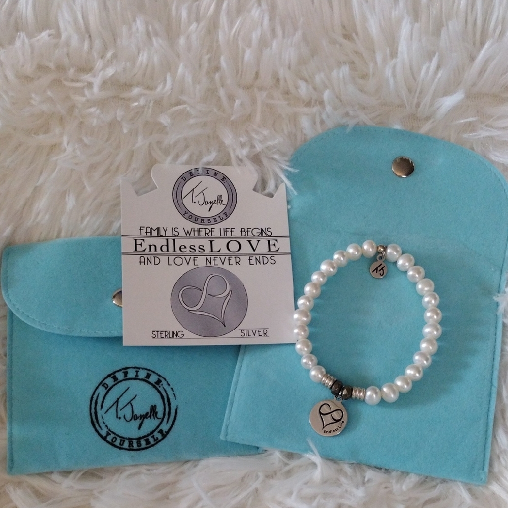 Sterling Silver Pearl Bracelet with Charm T Jazelle